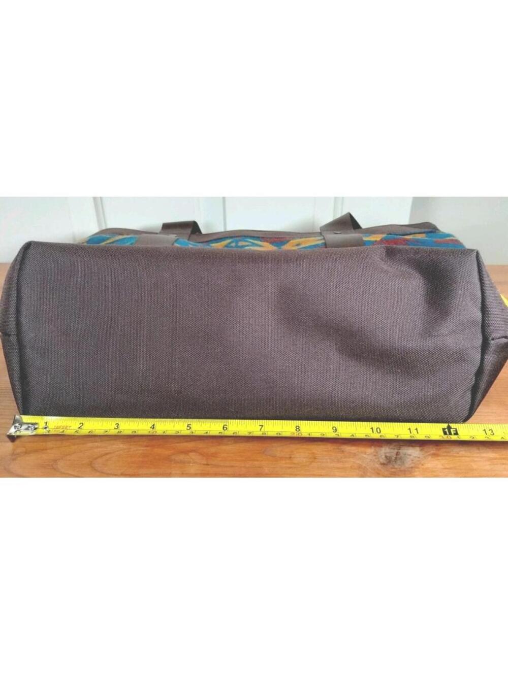 Pendleton Chief Joseph Wool Snap Tote Bag Turquoise Brown Southwest Aztec Boho - Picture 5 of 13